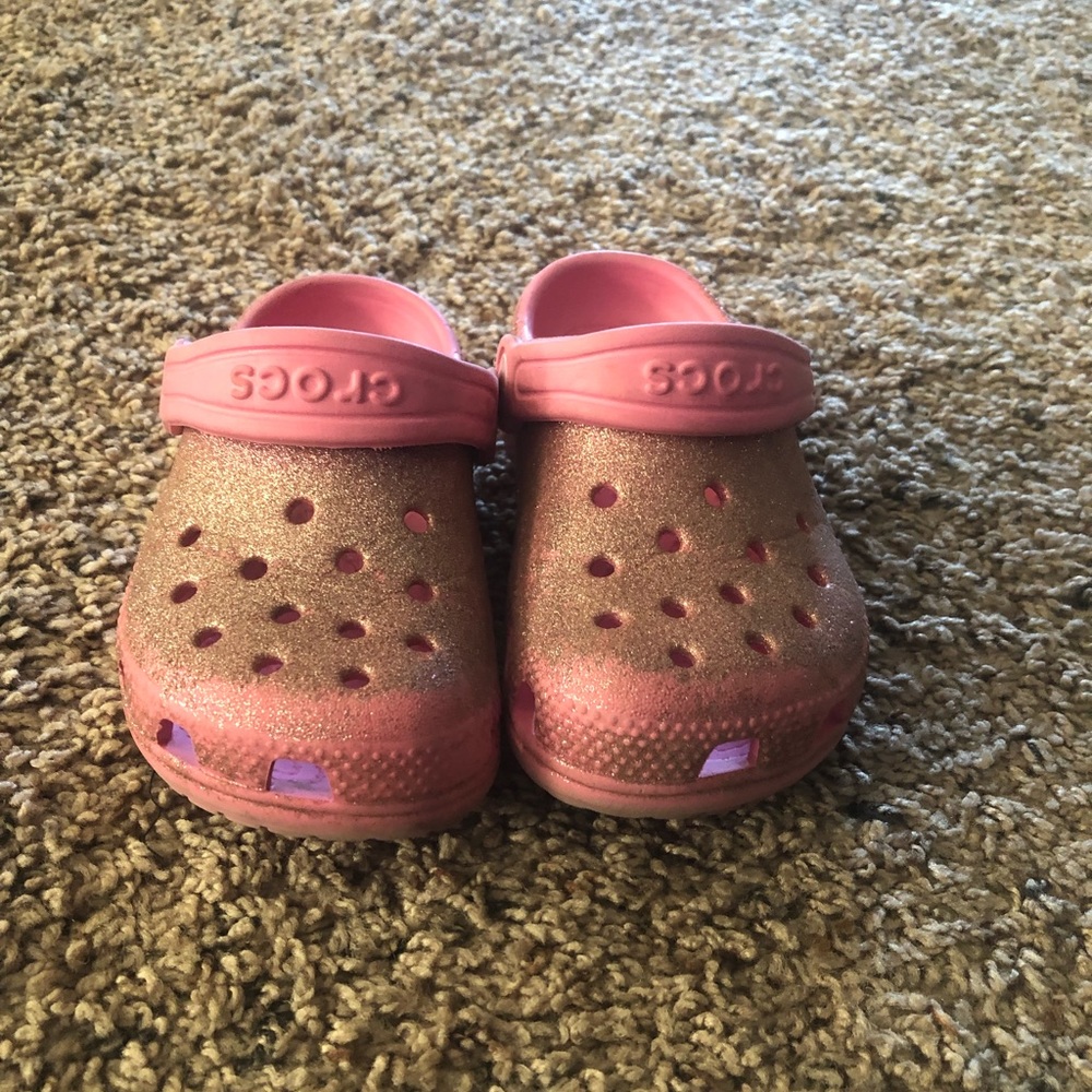 Toddler Pink Sparkly Crocs